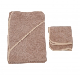 超細纖維浴包巾(附小方巾)-駝色(75x75cm/30x30cm)