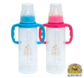 防嗆矽膠一般口徑大奶瓶-240ml(藍/紅)