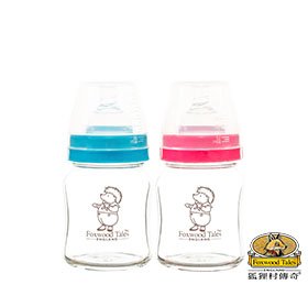 防嗆玻璃寬口徑小奶瓶-120ml(藍/紅)